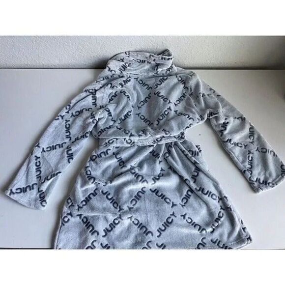 Juicy Couture Luxe Soft Robe Sz L/XL Grey JC Sculpt logo JC3310BE NEW - Picture 11 of 12